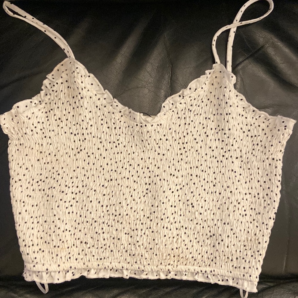 White polka dot tank crop top